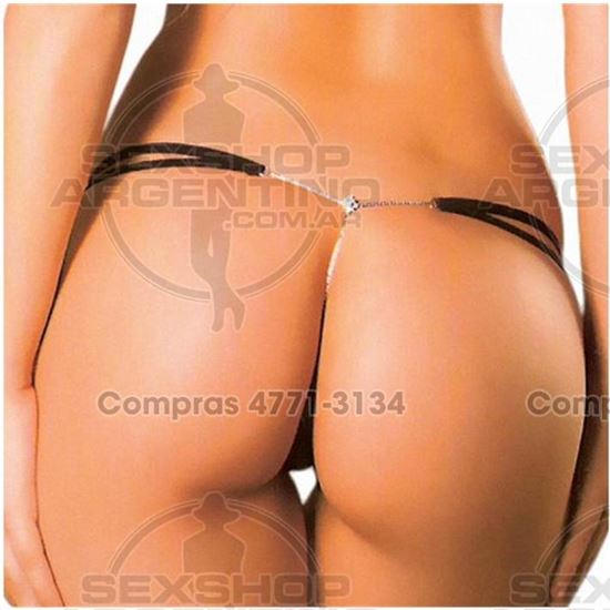 Tanga Colaless Negra Con Cadenita